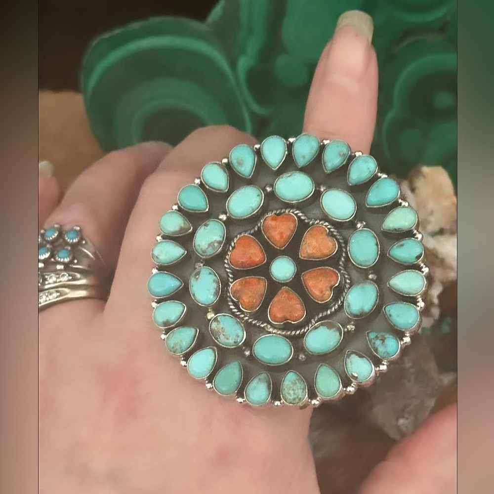 Turquoise Spiny Oyster Statement Huge Southwester… - image 2